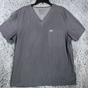 Figs Adult Shirt Extra Large Grey Leon Three Pocket Scrub Top Pullover Tee Mens